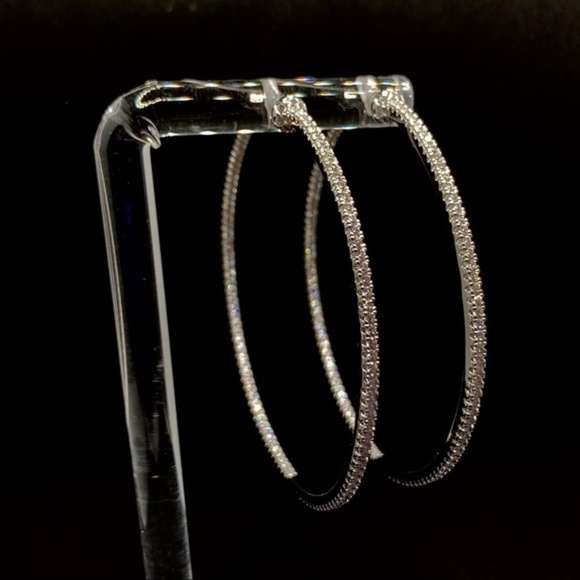 66mm Jumbo Hoop Double Inlay Eternity Earrings - Picture 10 of 16